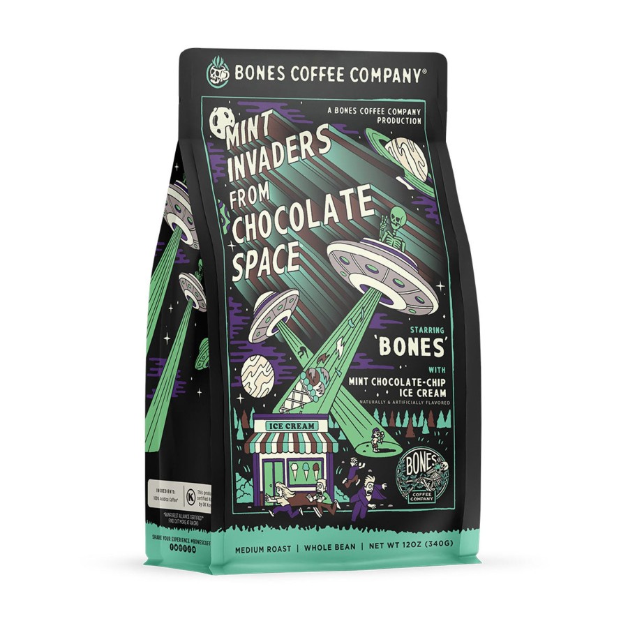 Coffee & Cocoa Bones Coffee Company | Mint Invaders From Chocolate Space | 12Oz