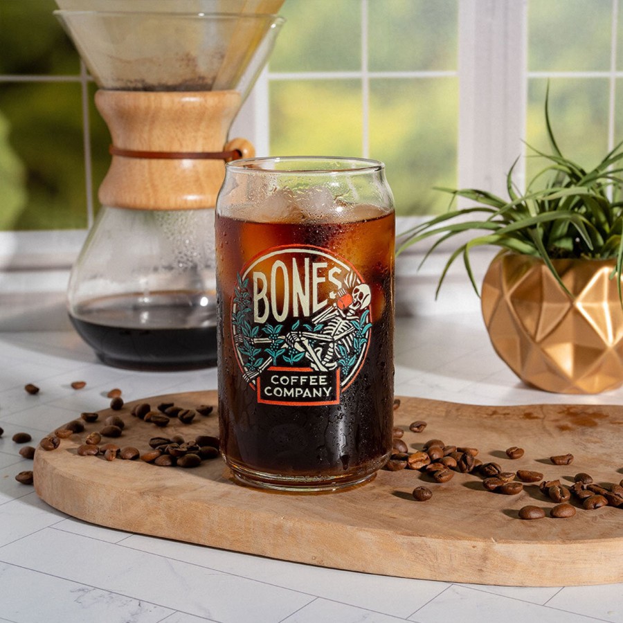 Gear Bones Coffee Company | Classic Logo Cold Brew Coffee Glass | 16Oz