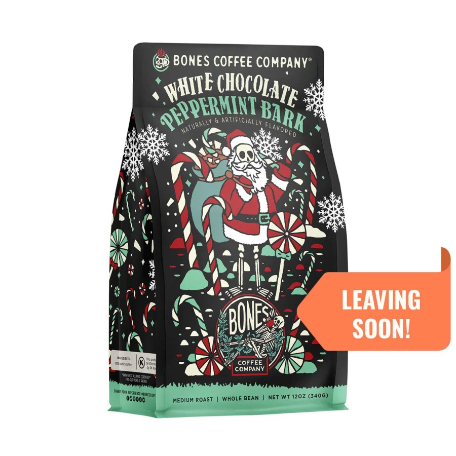 Coffee & Cocoa Bones Coffee Company | White Chocolate Peppermint Bark | 12Oz