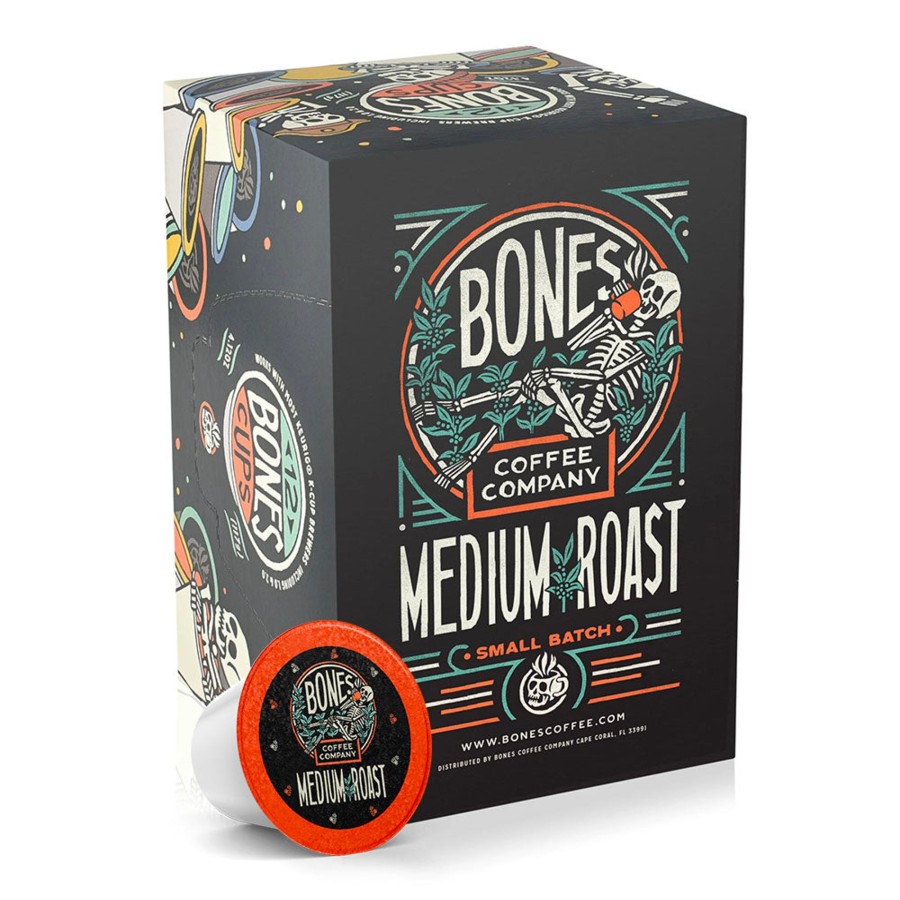 Coffee & Cocoa Bones Coffee Company | Medium Roast Bones Cups - 12 Count