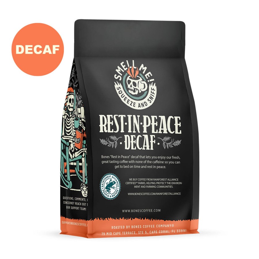 Coffee & Cocoa Bones Coffee Company | Rest-In-Peace Decaf | 12Oz